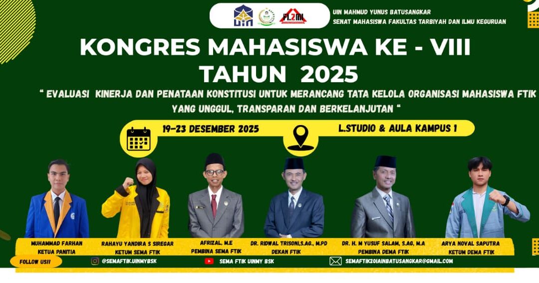 Kongres Mahasiswa ke-VIII : Penataan Konstitusi dan Evaluasi Kinerja untuk Penguatan Tata Kelola Organisasi Mahasiswa FTIK