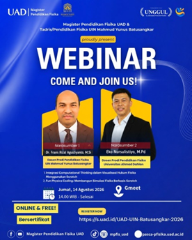Webinar Nasional Kolaborasi UAD dan UIN Mahmud Yunus Batusangkar Bahas Inovasi Pembelajaran Fisika Berbasis Computational Thinking dan Coding